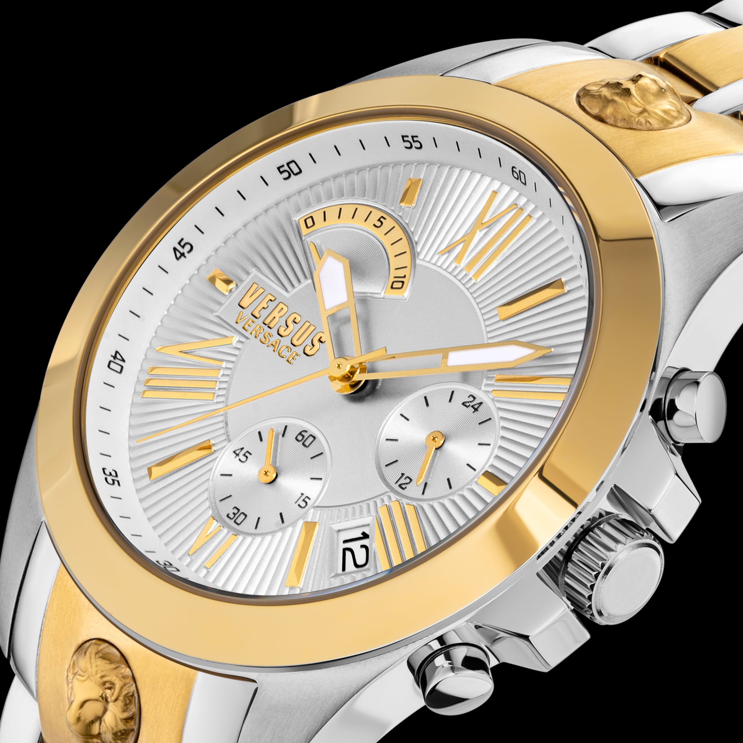 Versace Versus Chrono Lion 44mm 2T Silver Dial Gents Watch