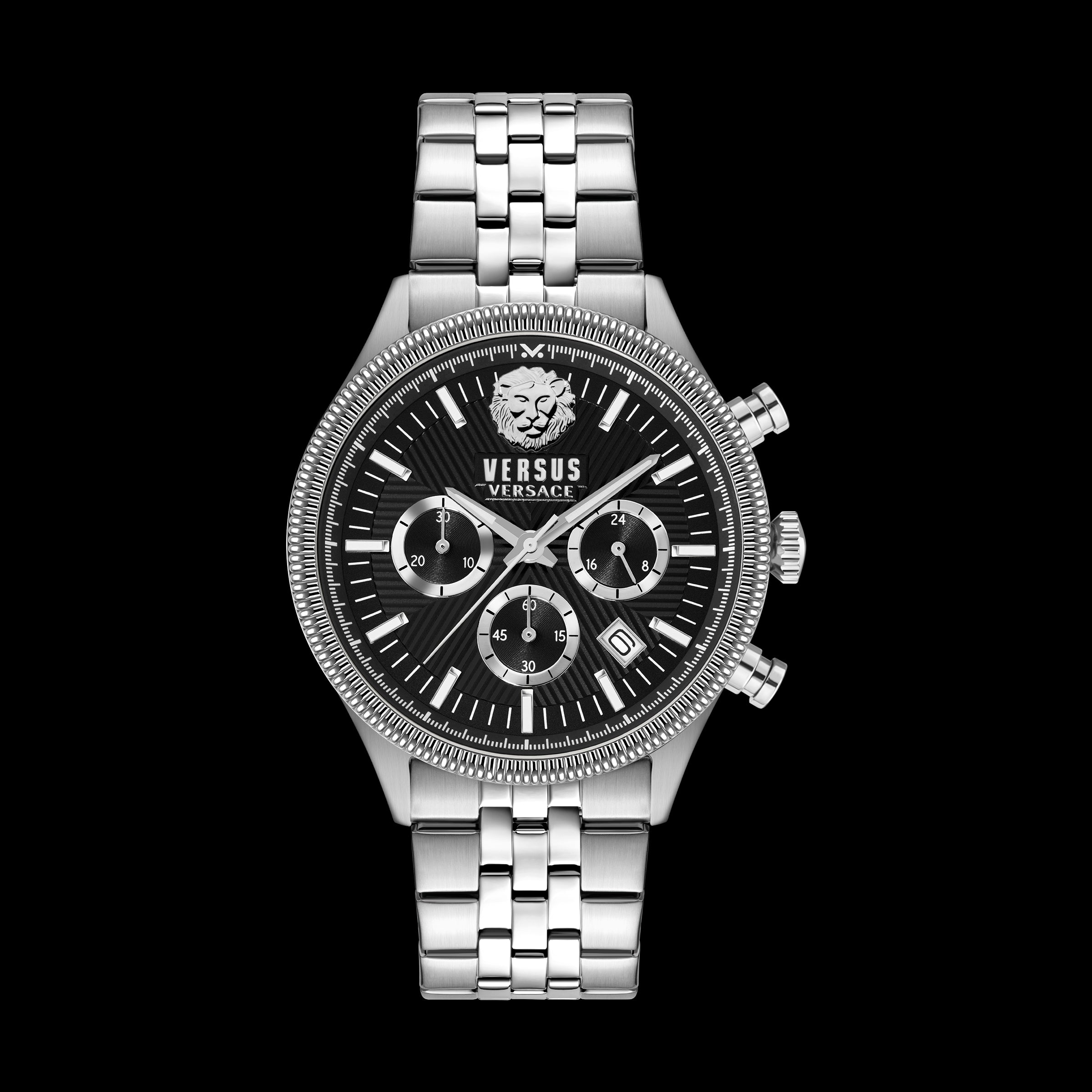 Versace Versus Colonne Chrono Stainless Steel Black Dial Watch