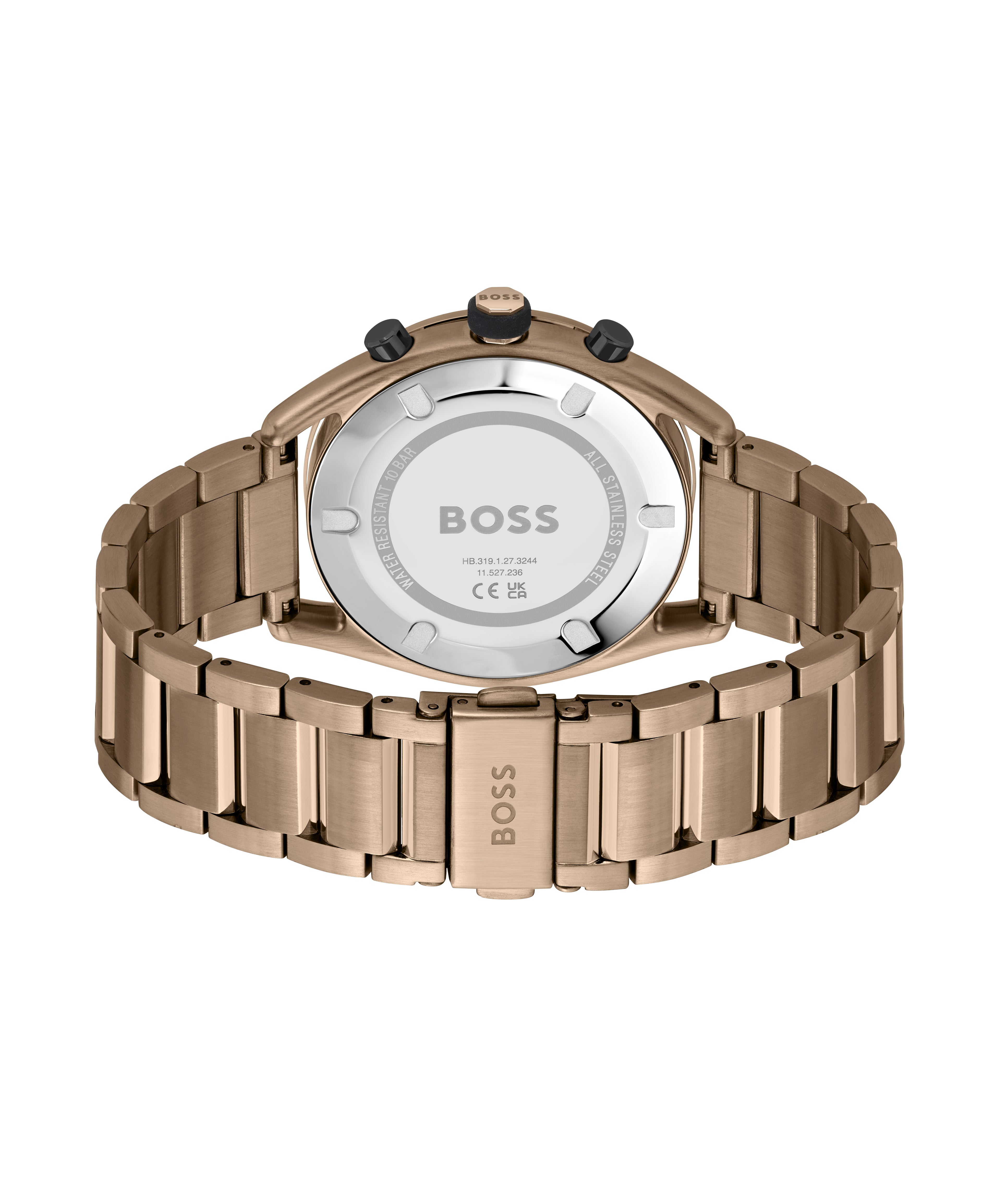 Hugo Boss Center Court Ionic Plated Biege Gold Steel Black Dial