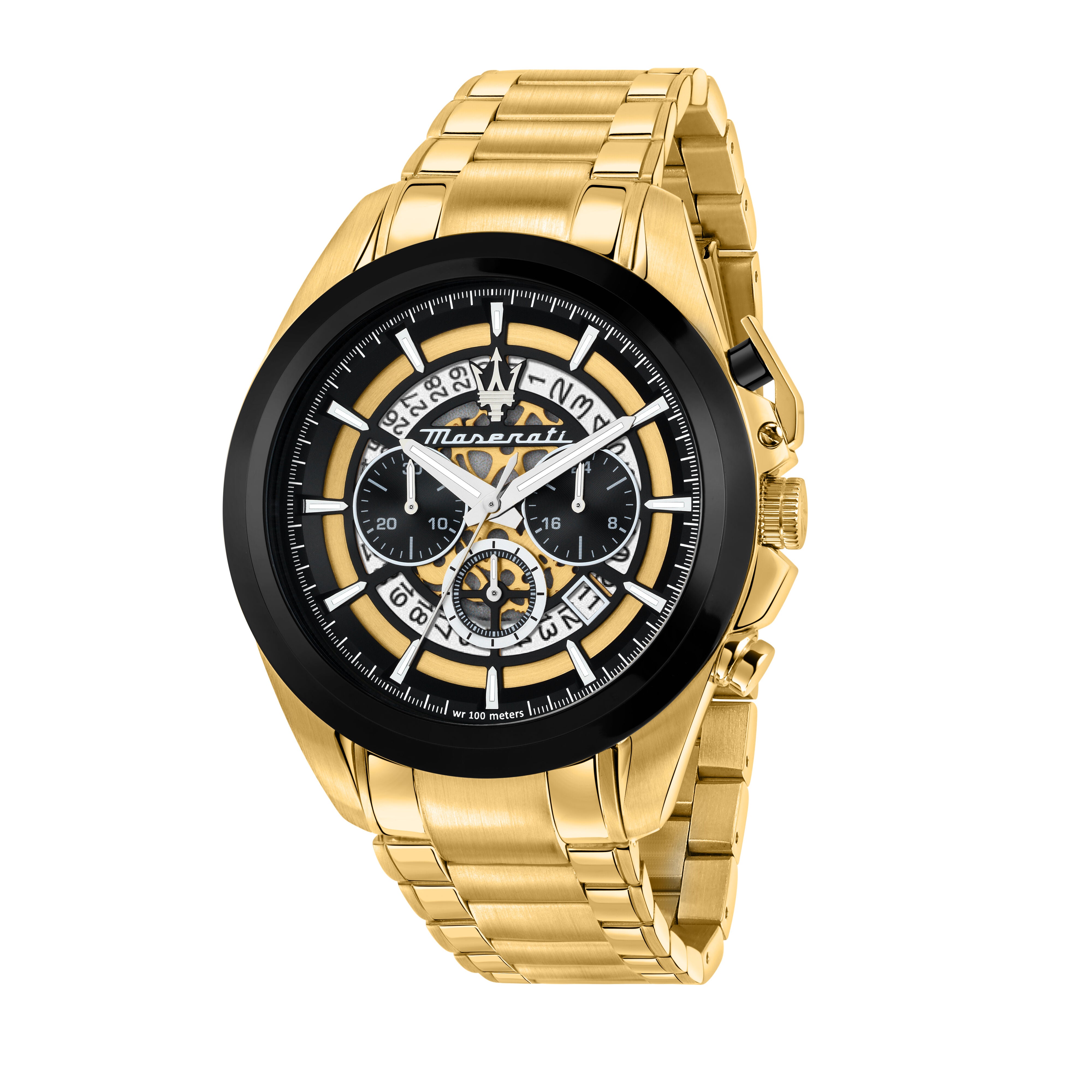 Maserati Traguardo 45mm Chronograph Black & Yellow Gold