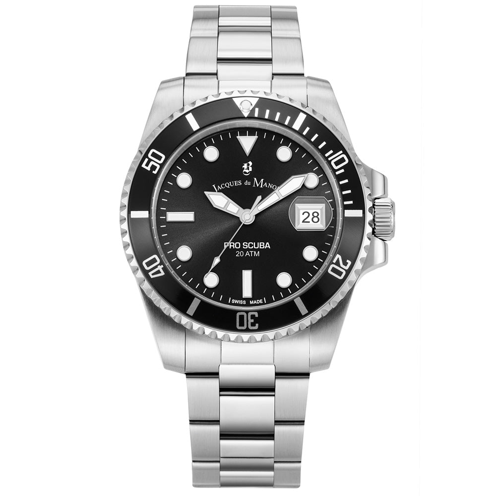 Jacques Du Manoir Swiss-Made Pro Scuba 43 Stainless Steel And Black Watch JWG02801