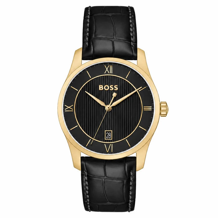 BOSS Leather Black Dial Men's Watch - 1514364