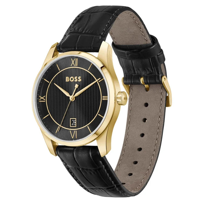 BOSS Leather Black Dial Men's Watch - 1514364