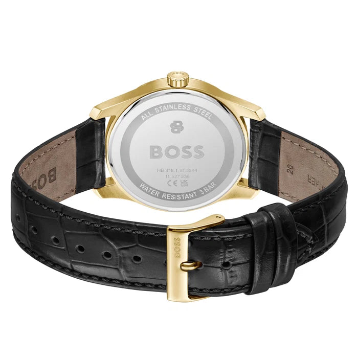 BOSS Leather Black Dial Men's Watch - 1514364