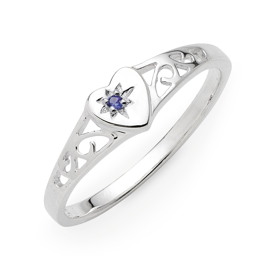 Sterling Silver Filgree Ring With Cubic Zirconium Sapphire Stone