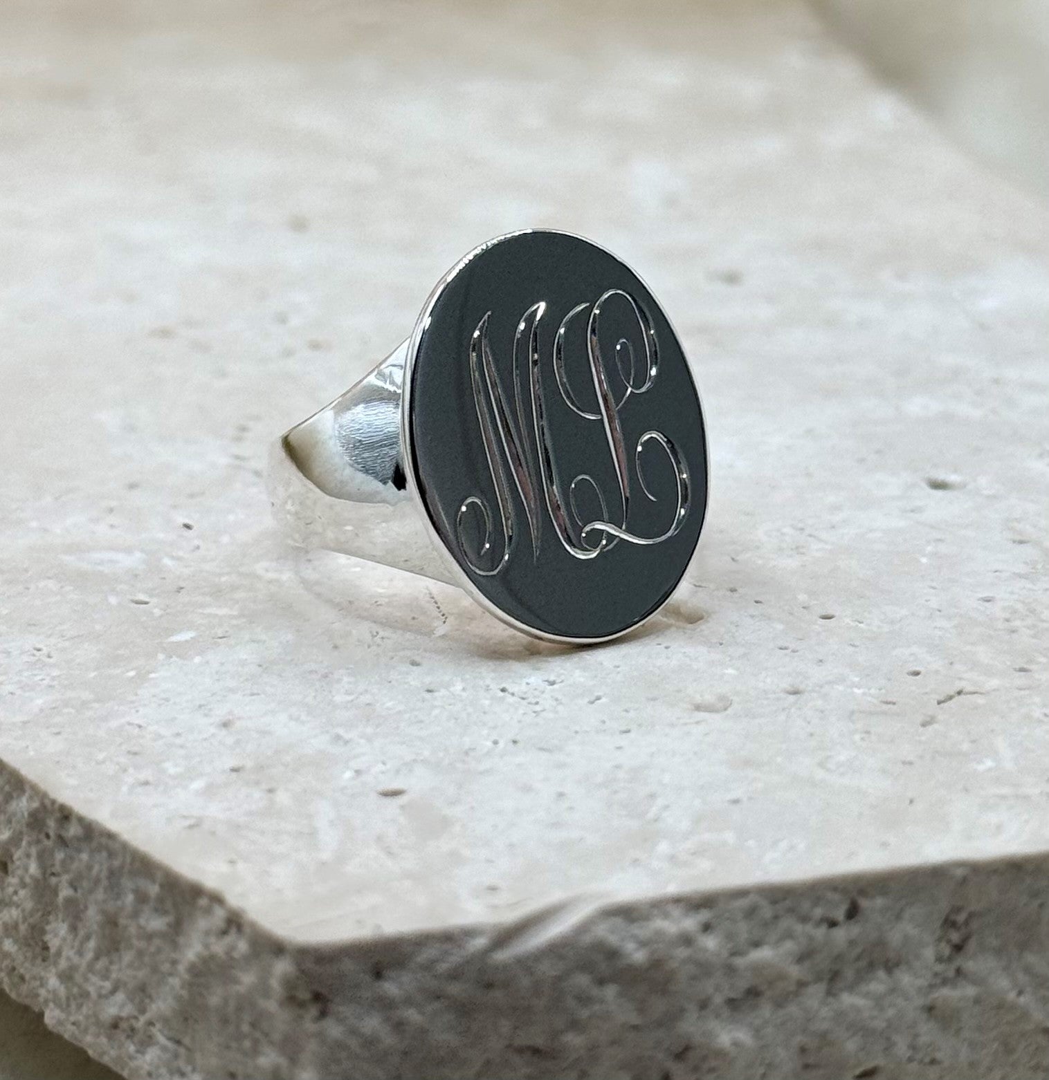 Sterling Silver Signature Flat Top Signet Ring