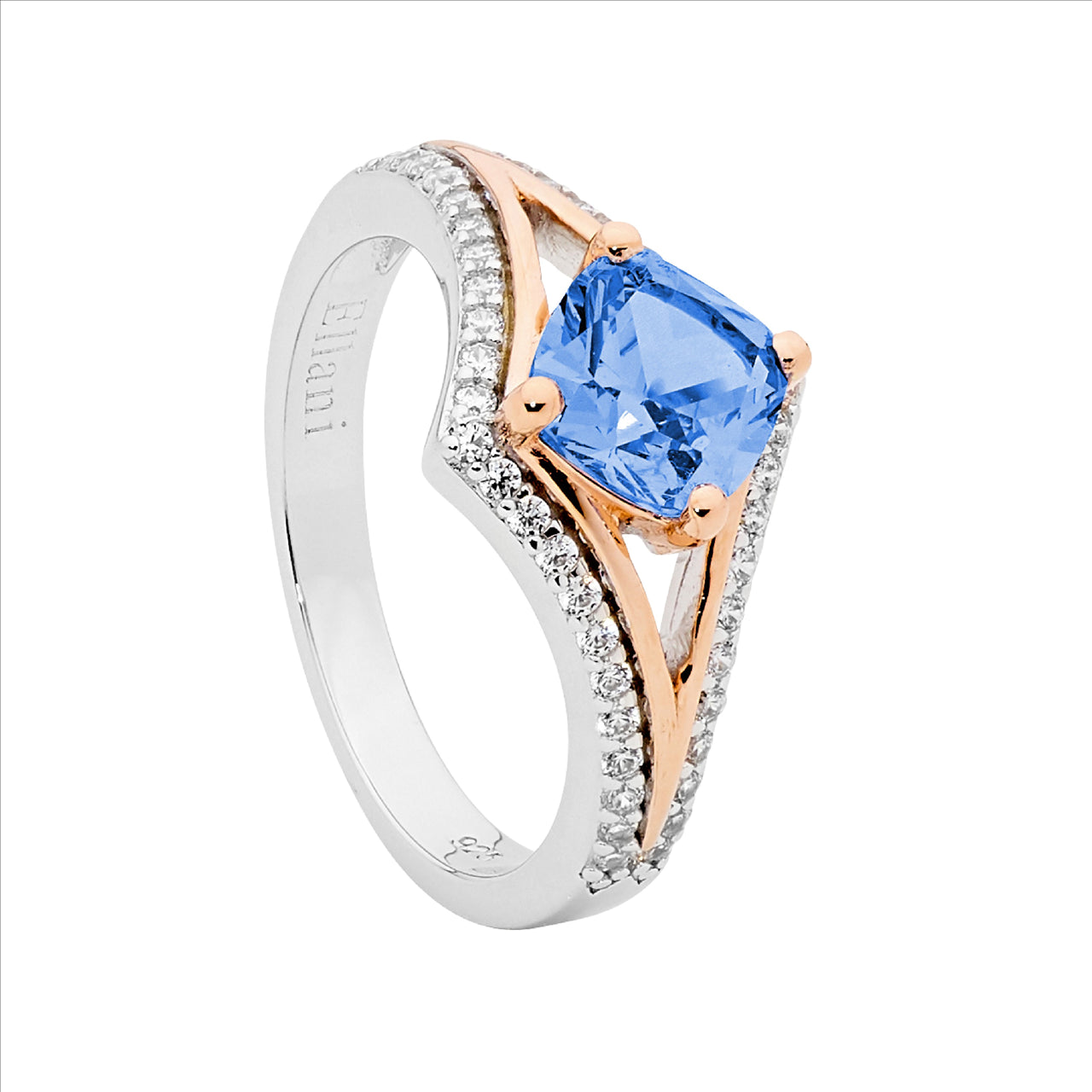 Ellani S/S Cz Blue Stone Ring
