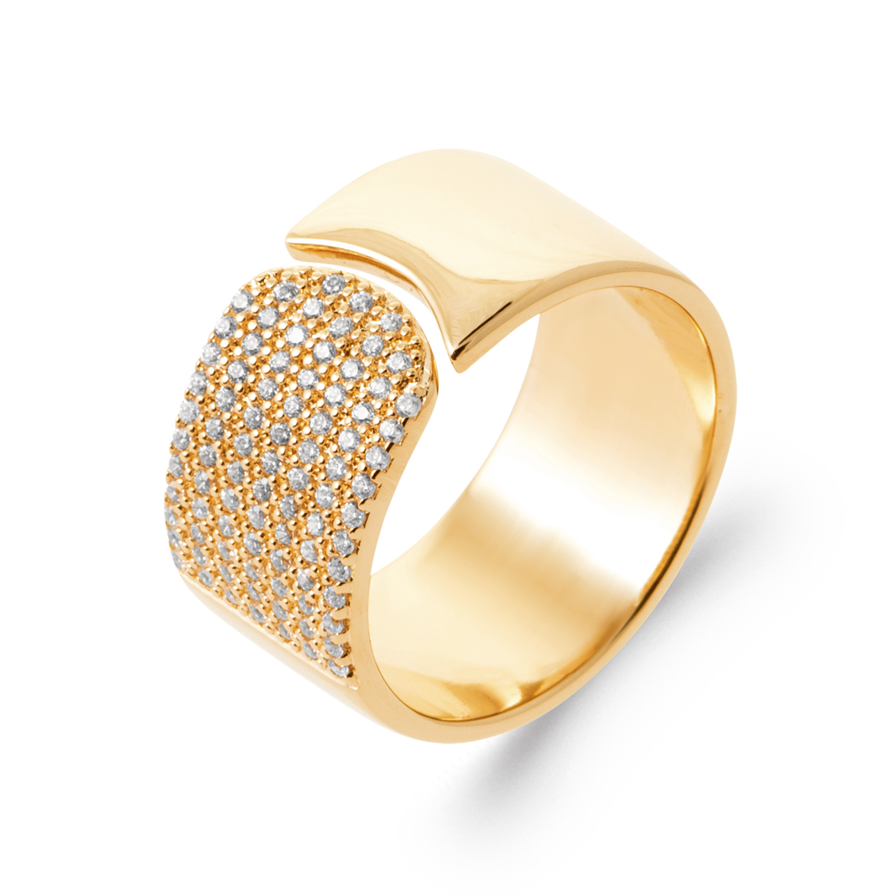 Speirs Collection – CZ Pavé Wide Curve Split Ring – 18CT Yellow Gold Plated