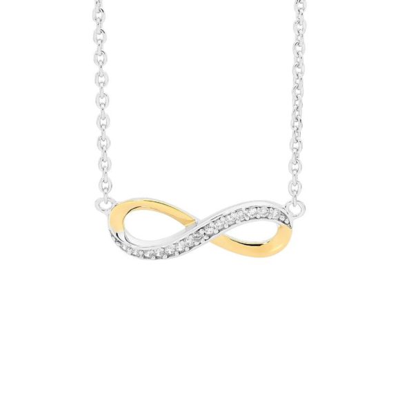 Ellani S/S Cz Infinity Pendant with Chain