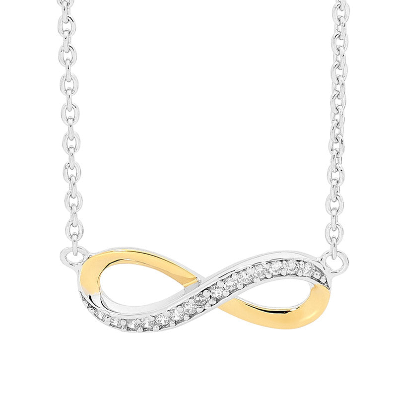 Ellani S/S Cz Infinity Pendant with Chain