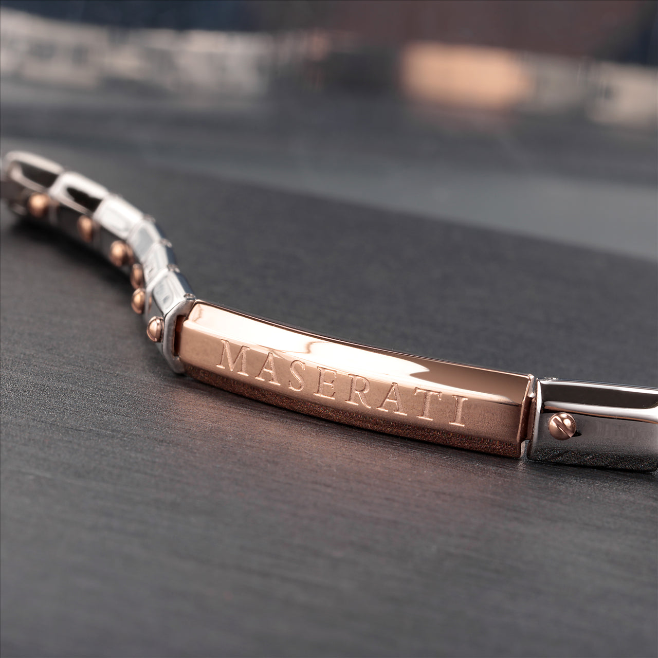 Maserati Jewels Bracelet Stainless Steel & Rose Gold Tag & Screw 215mm