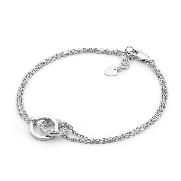 Ellani Sterling Silver Double Chain Bracelet