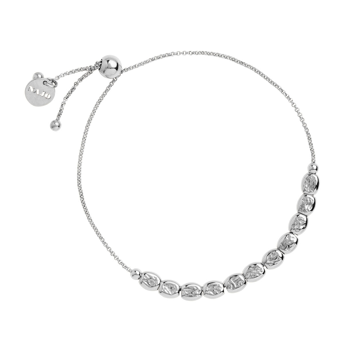 The Cluster Of Textured Rectangular ‘Stars’ Is Held In Place By Fixed Round Beads And Threaded Onto An Elegant Link Chain With An Adjustable Sliding Ball Fastener.