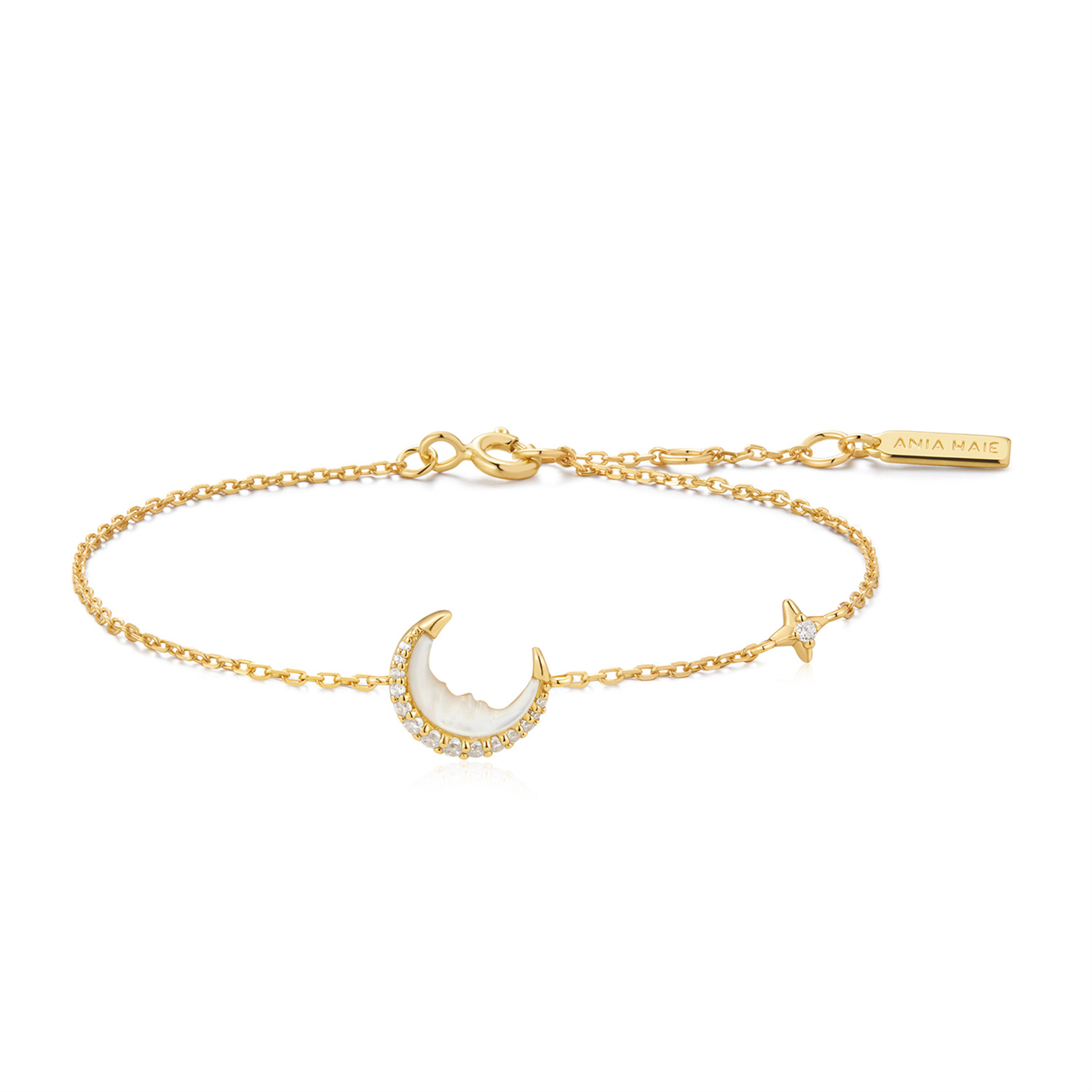 Ania Haie Gold Mother-of-Pearl Crescent Moon Bracelet