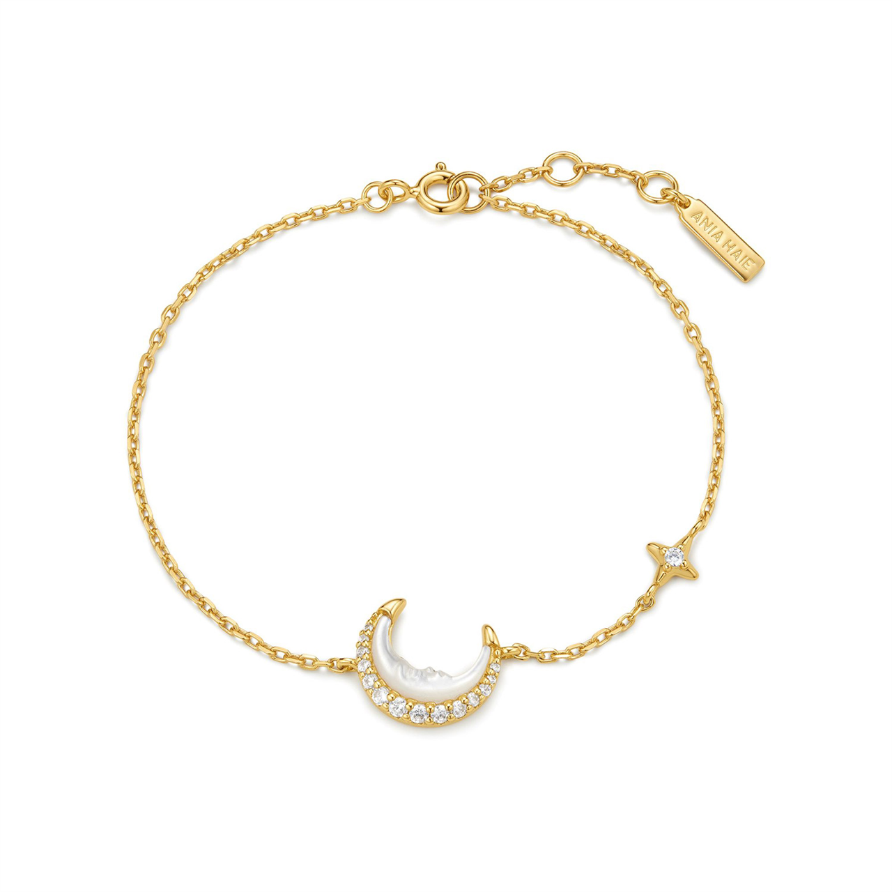 Ania Haie Gold Mother-of-Pearl Crescent Moon Bracelet