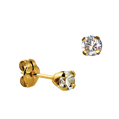 S/S 4mm 4 Claw Round Cz Stud Earrings