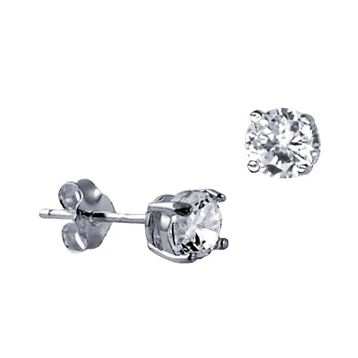 S/S 5mm 4 Claw Round Cz Earrings