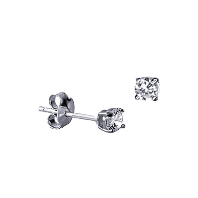 S/S 3mm 4 Claw Round Cz Stud Earrings
