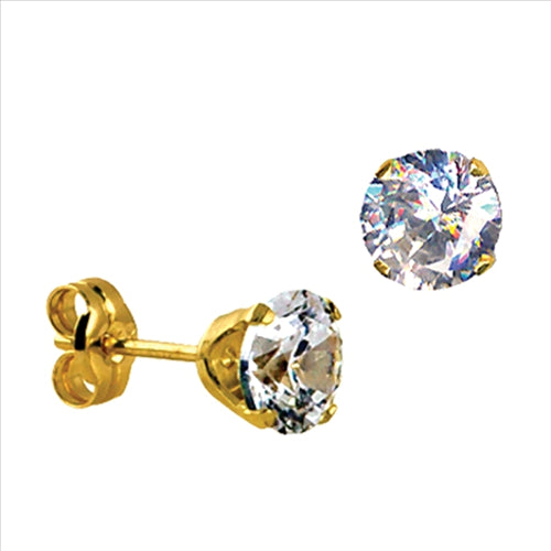 S/S 6mm 4 Claw Round Cz Earrings