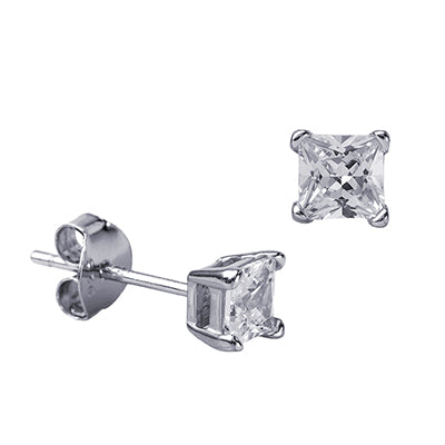 S/S 5mm 4 Claw Square Cz Stud Earrings