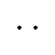 Ellani Sterling Silver 4mm Round Black Cubic Zirconia Claw Set Stud Earrings - E130B-4