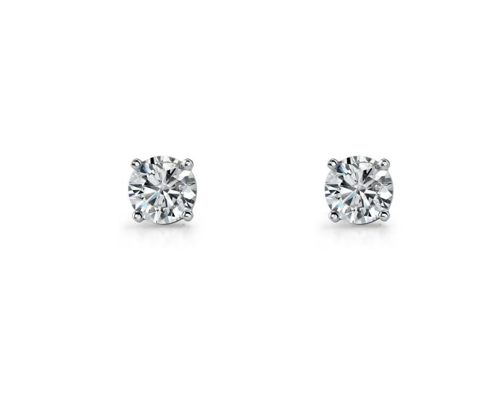 Ellani Sterling Silver 6mm Round White Cubic Zirconia Claw Set Stud Earrings - E130-6