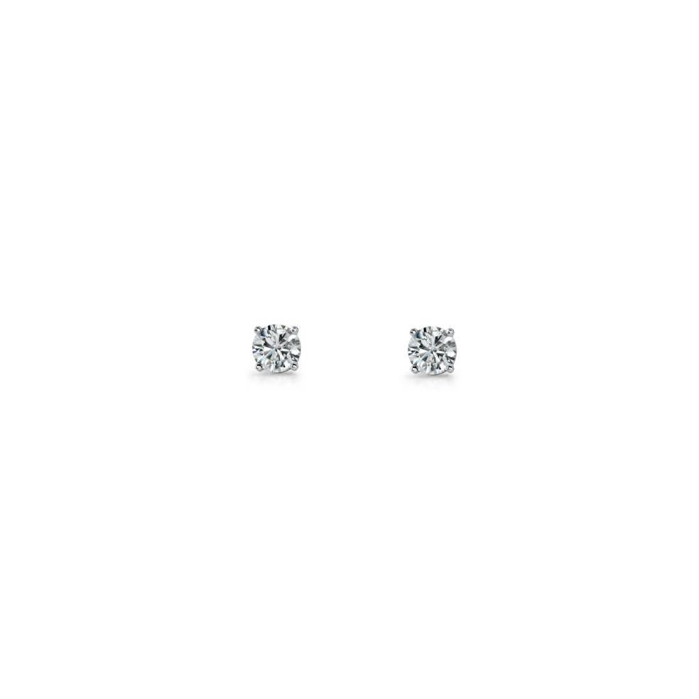 Ellani Sterling Silver 6mm Round White Cubic Zirconia Claw Set Stud Earrings - E130-6