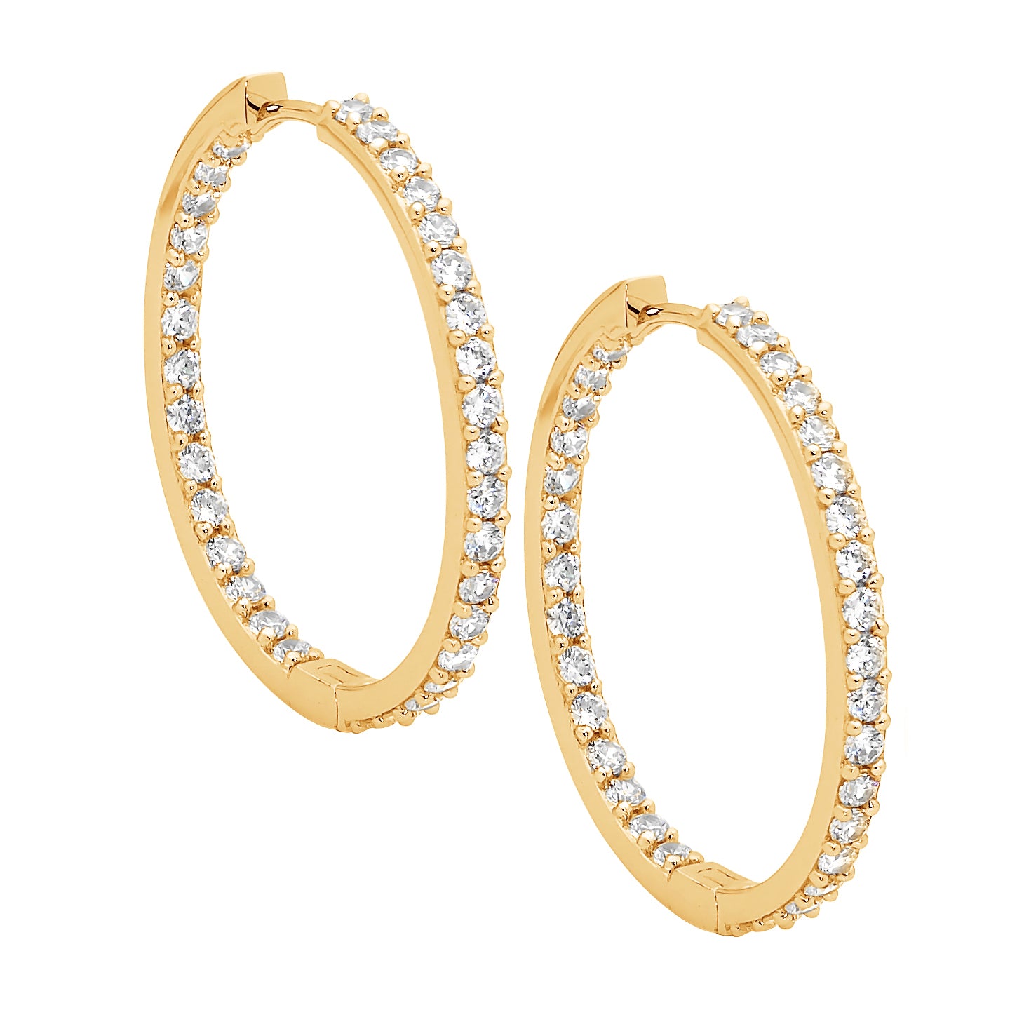 Ellani Cz Inside Out Hoop Earrings - Gold