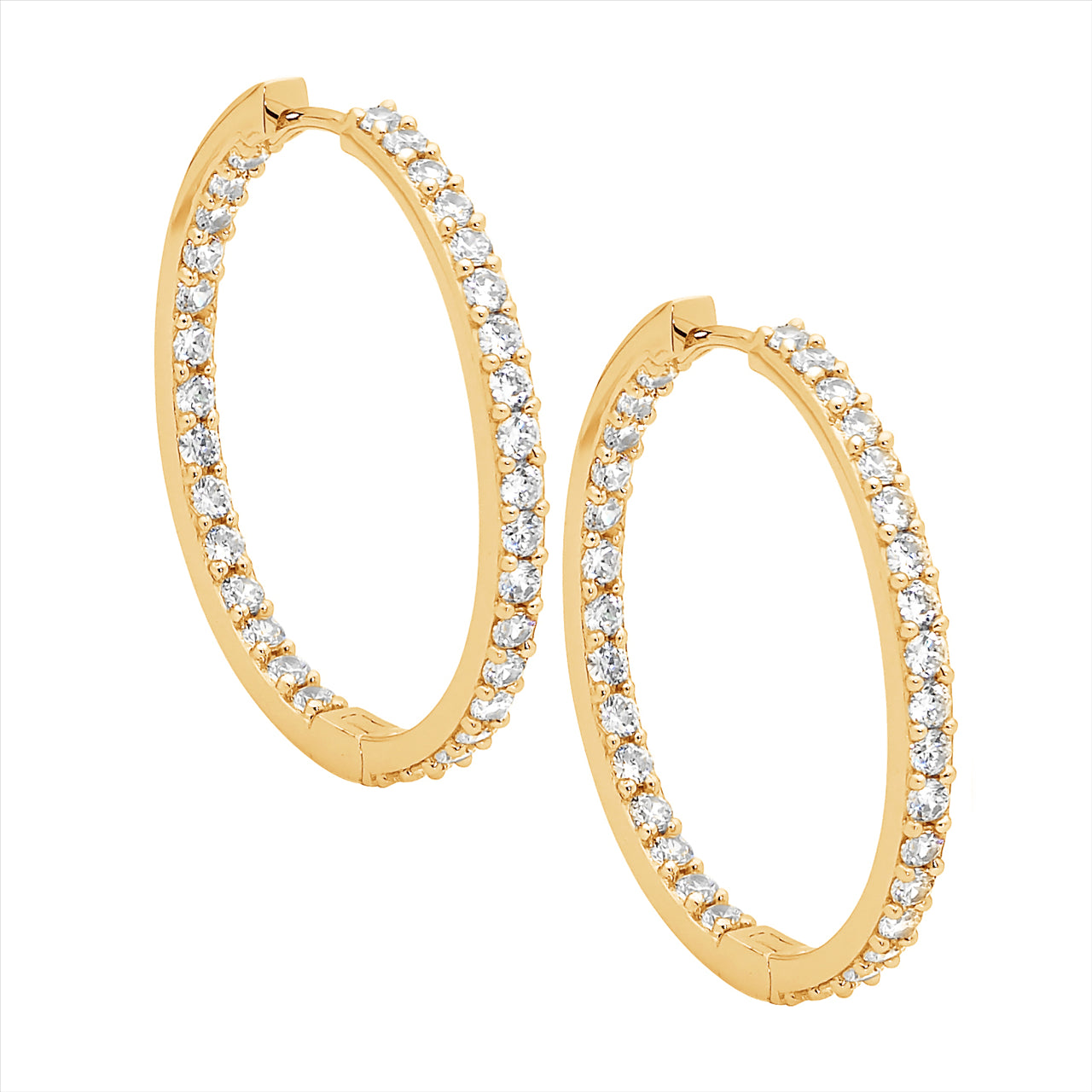 Ellani Cz Inside Out Hoop Earrings - Gold