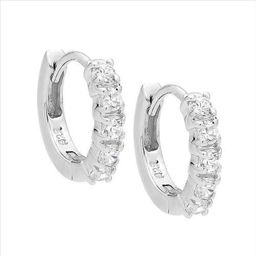 Ellani Sterling Silver Cubic Zirconium Hoop Earrings