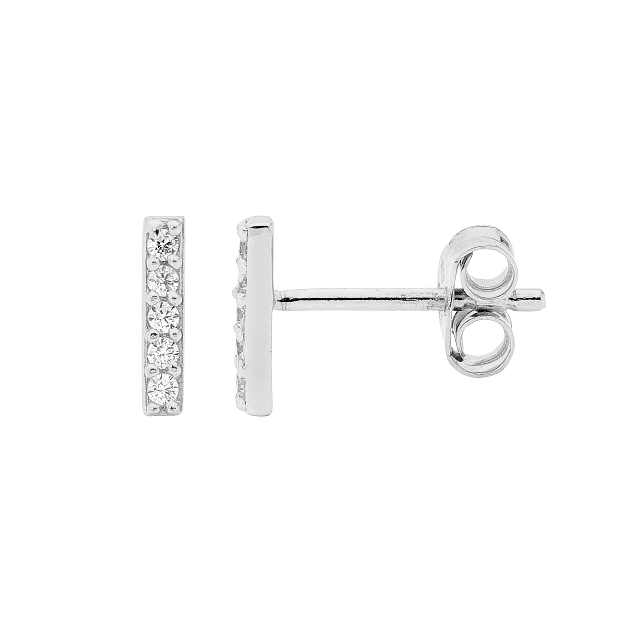 Ellani Sterling Silver Cubic Zirconium Bar Earrings