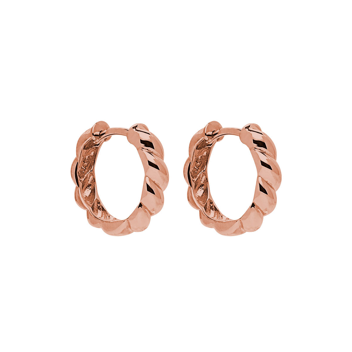 Najo Zippy Twist Rose Gold Huggie Earrings