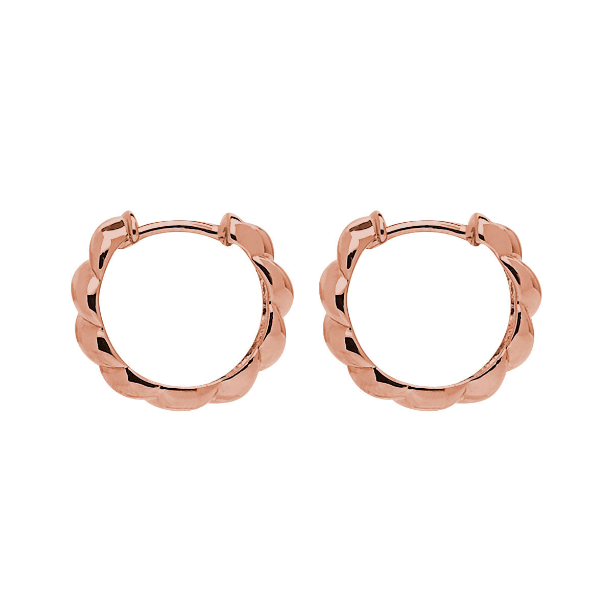 Najo Zippy Twist Rose Gold Huggie Earrings