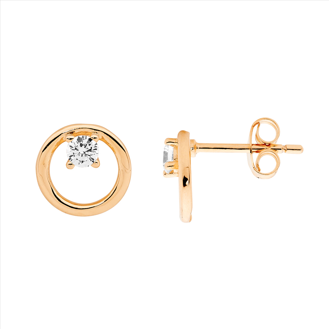 Ellani Cubic Zirconium Stone Open Circle Earrings- Rose Gold