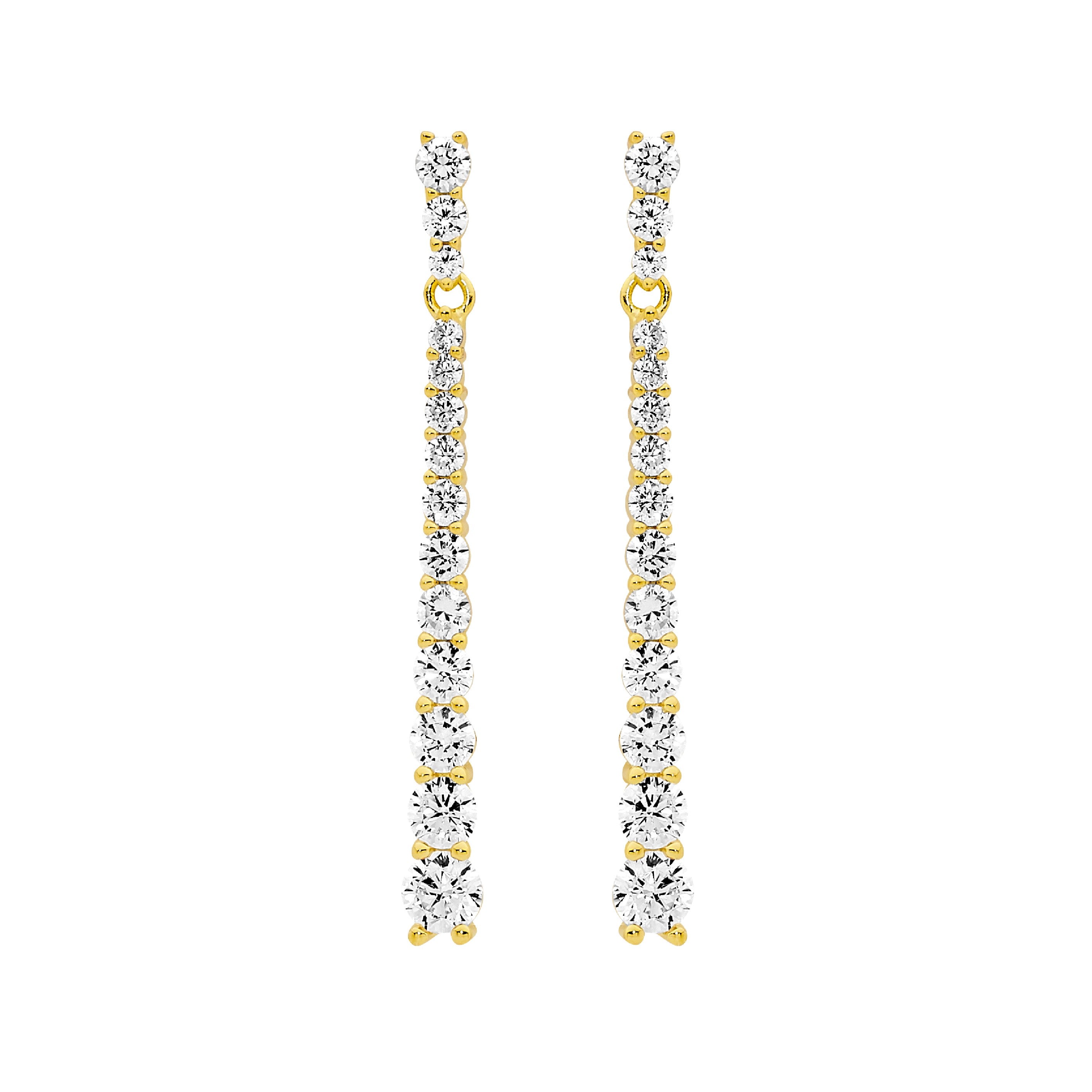 Ellani S/S round gradual WH CZ drop earrings w/ gold plating