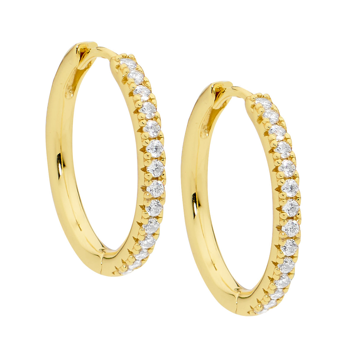 Ellani Cz Gold Hoop Earrings