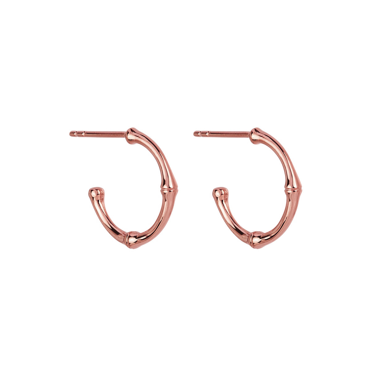 Najo Bamboo Small Stud Hoop Earring Rose Gold