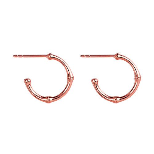 Najo Bamboo Small Stud Hoop Earring Rose Gold