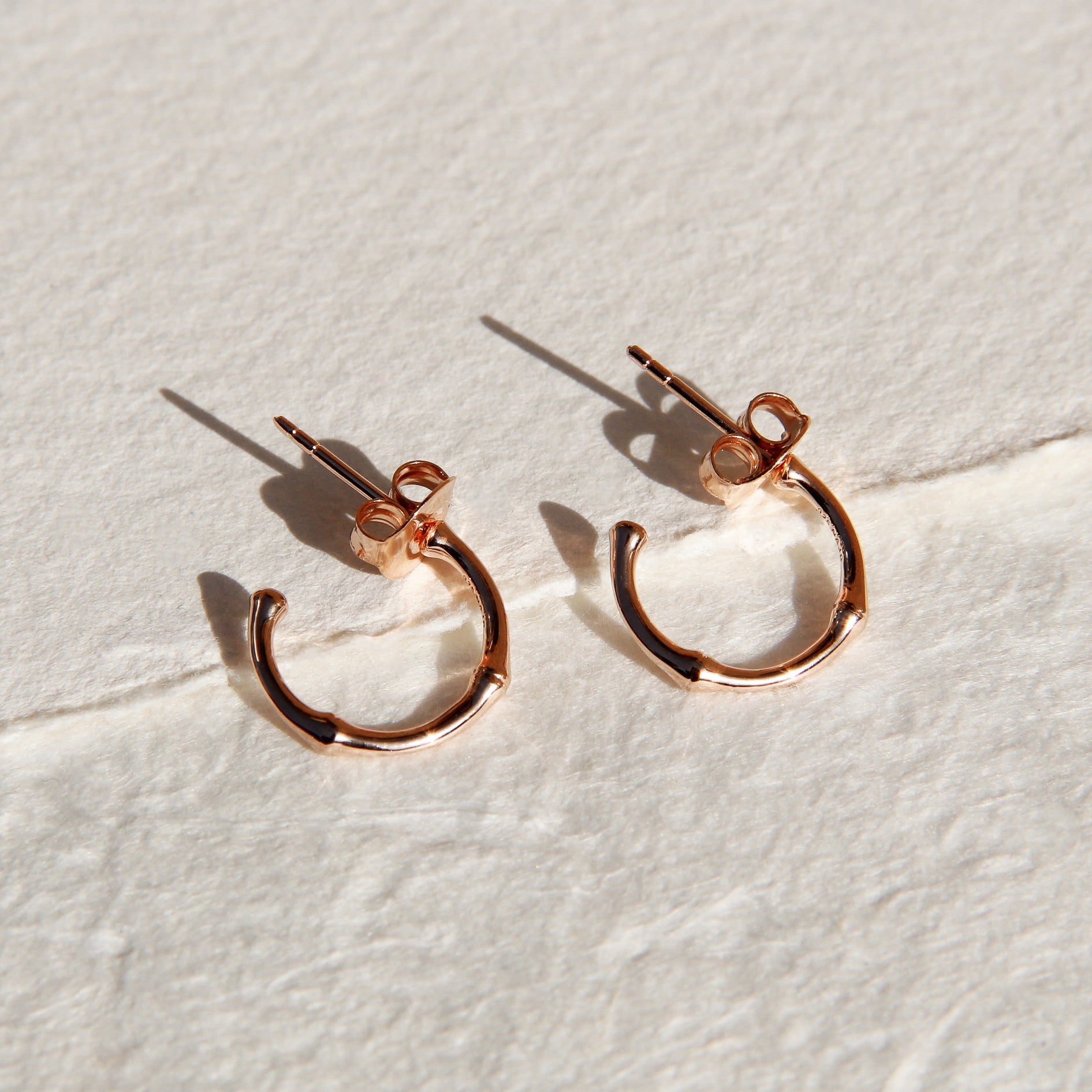 Najo Bamboo Small Stud Hoop Earring Rose Gold