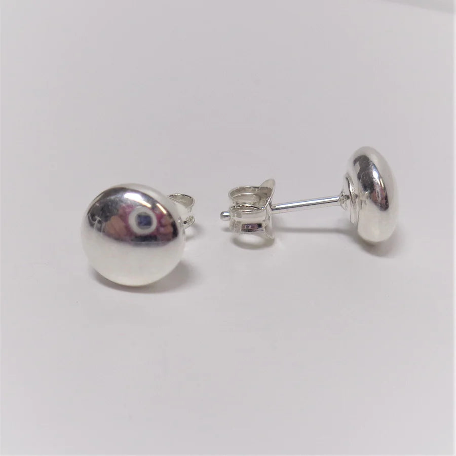 Sterling Silver 8mm Flat Ball Sud Earrings