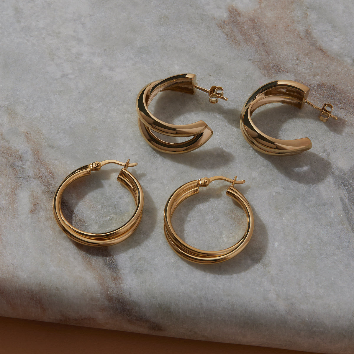 Najo Yellow Gold Duet Hoop Earrings
