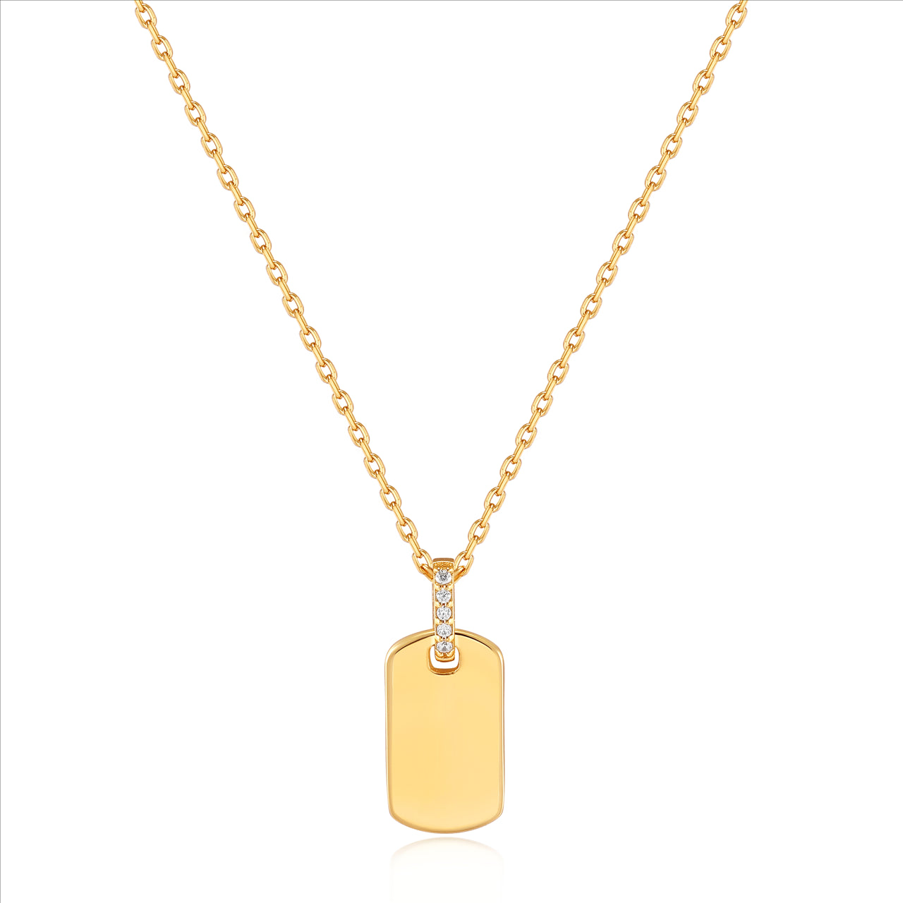 Ania Haie Glam Gold Plated Cz Tag Pendant Necklace 45+5cm