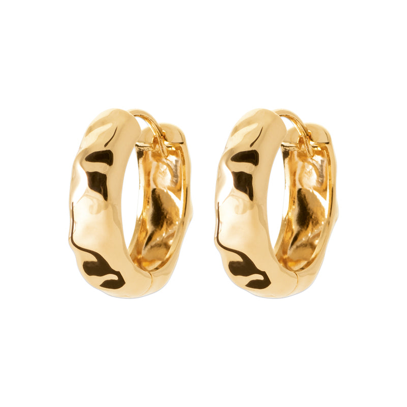 18ct Yellow Gold Plated Alloy Ripple Hoop Earrings
