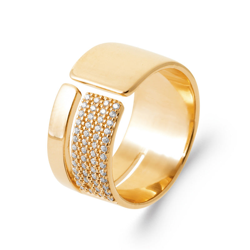 18ct Yellow Gold Plated Alloy CZ Pave Wide Split Ring