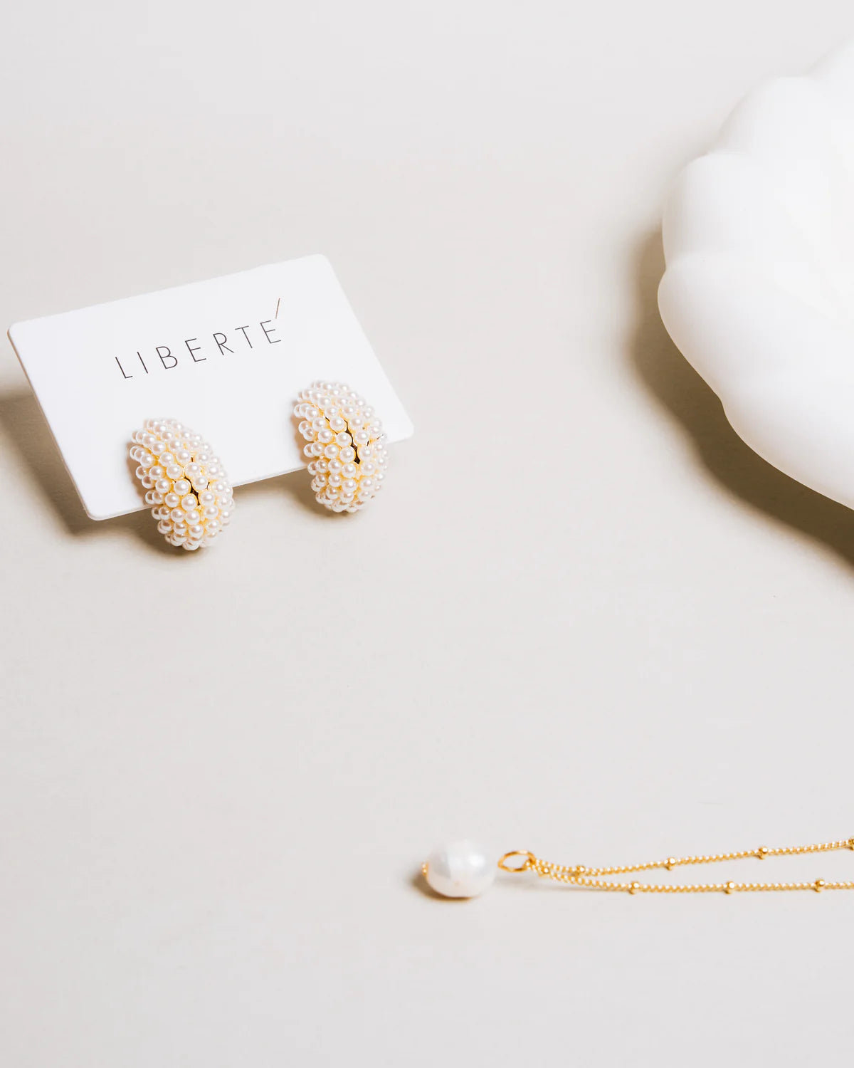 Liberte Nessa Gold Pearl Earring