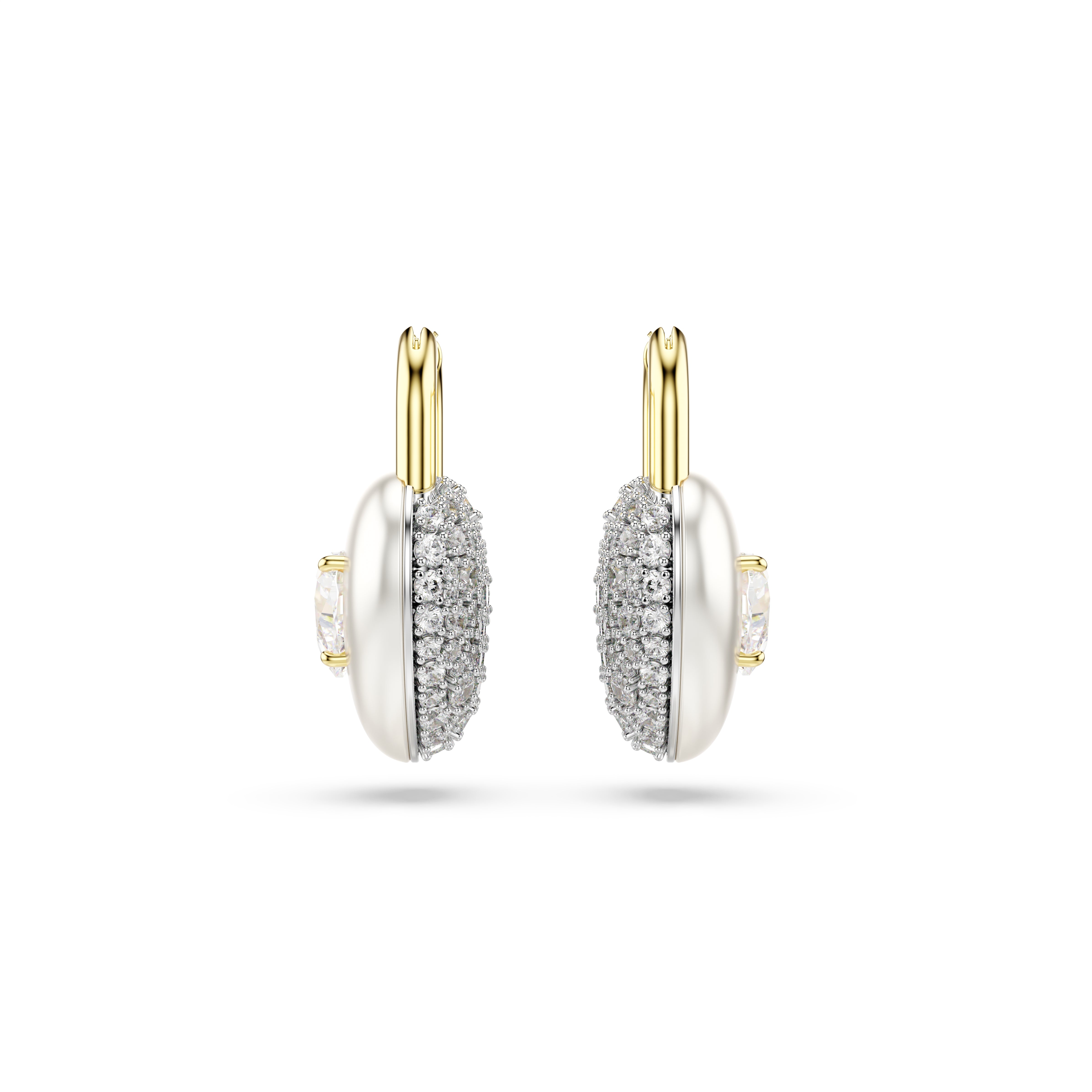 Swarovski Idyllia Drop Earrings Mixed Cuts, Heart, White, Gold-Tone Plated 5737297