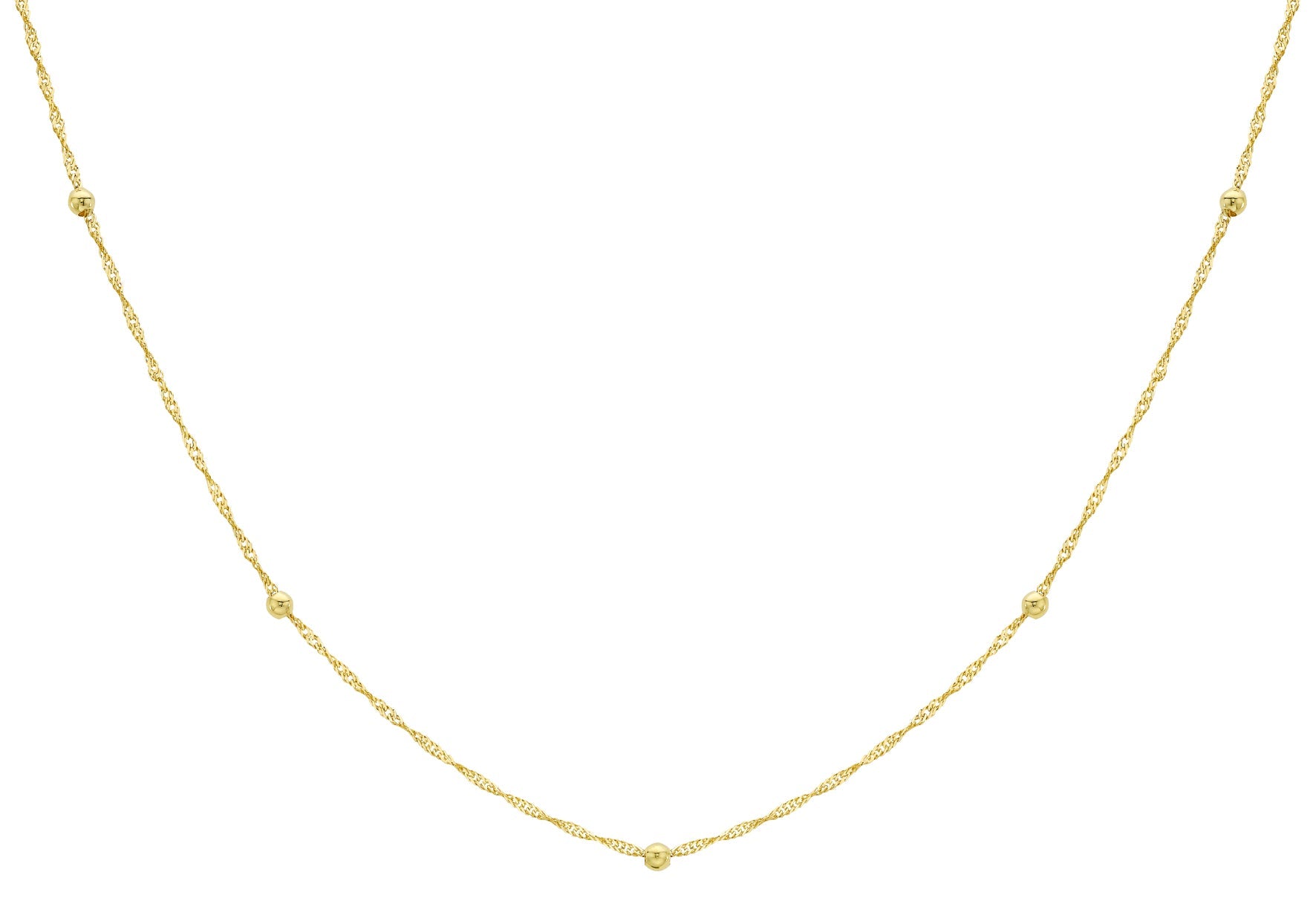 9K Yellow Gold Solid Ball Twist Necklace 45cm