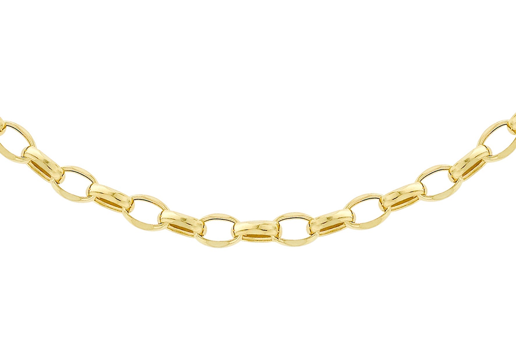 9K Yellow Gold Oval Belcher Necklace 45cm