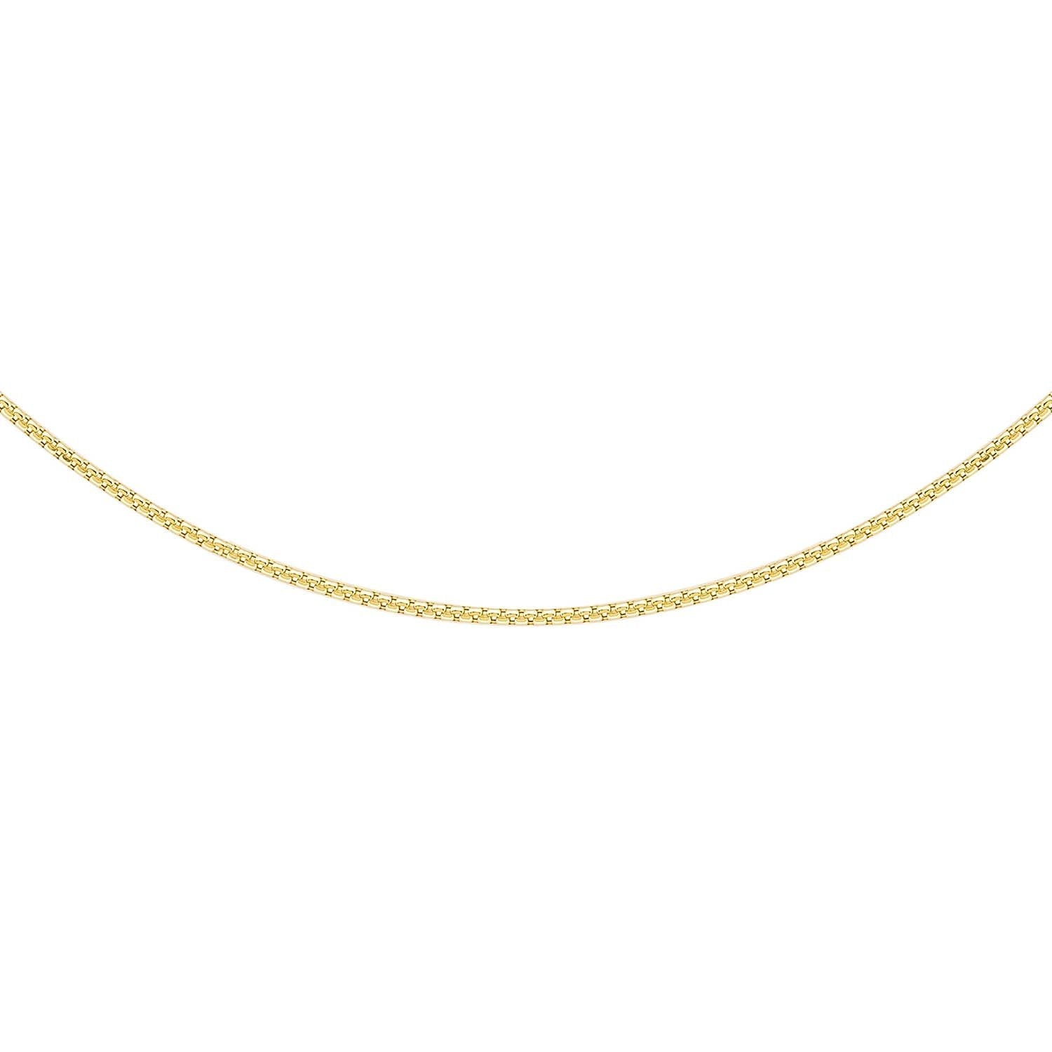 9K Yellow Gold 22 Diamond Cut Box Chain 50cm Front Image