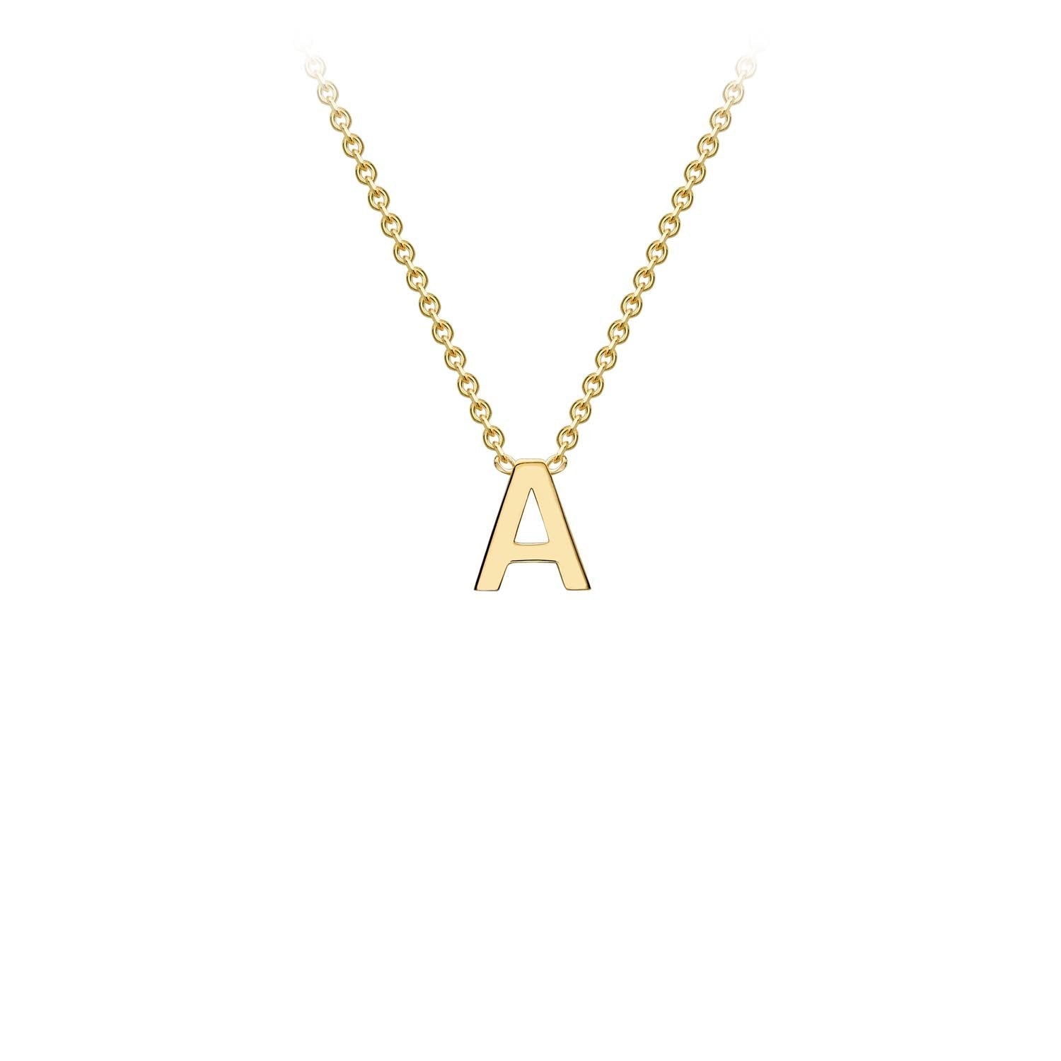 9K Yellow Gold 'A' Initial Adjustable Necklace 38cm/43cm  Australia